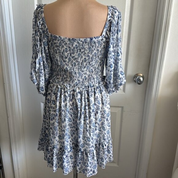 Super Natural by Secret Mission Dress Chiffon Ruffle Blue Floral M - Picture 4 of 16